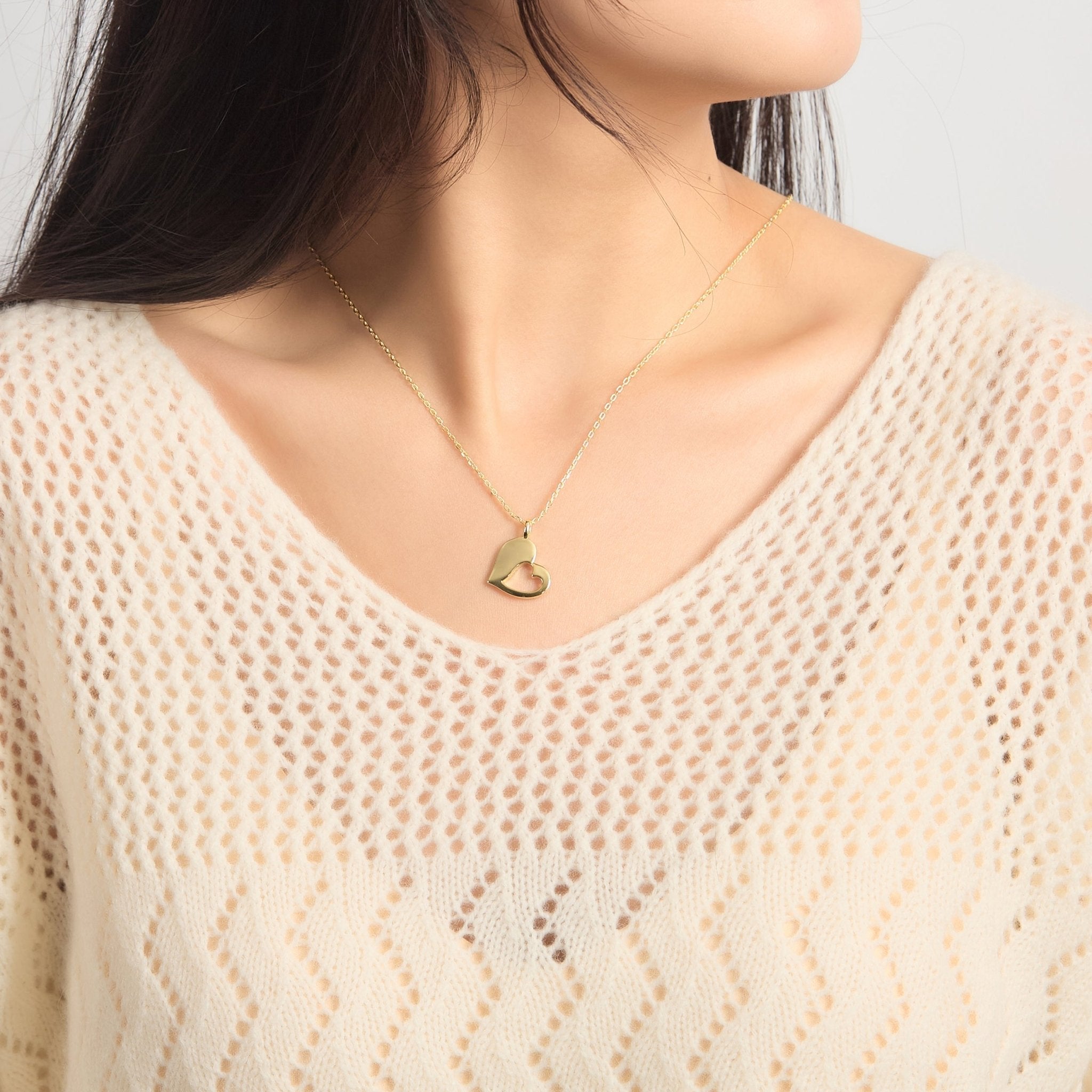 18k Gold Plated Mother Daughter Piece of My Heart Necklace Set