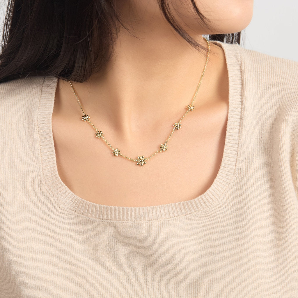 18k Gold Plated Multi Daisy Necklace