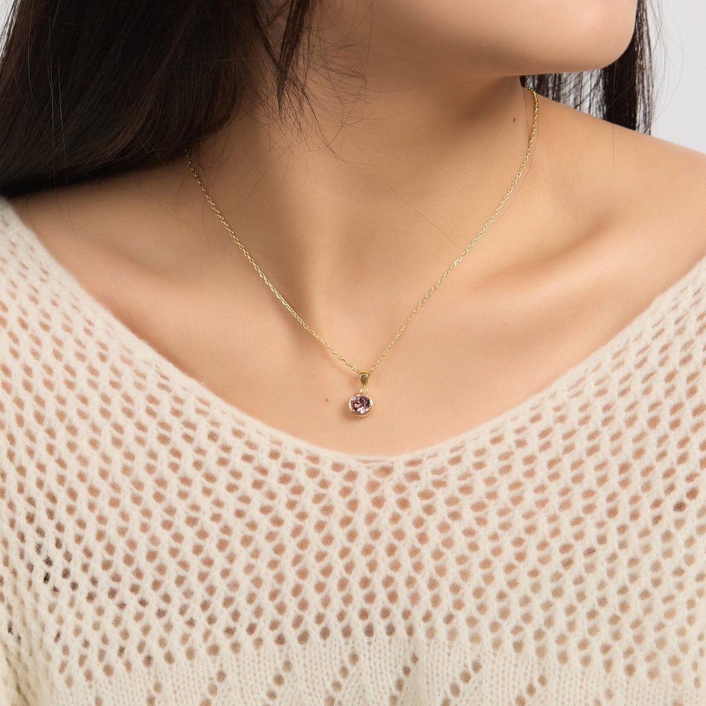 18k Gold Plated October (Tourmaline) Birthstone Necklace Created with Zircondia® Crystals