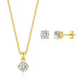 18k Gold Plated Round Solitaire Set Created with Zircondia® Crystals