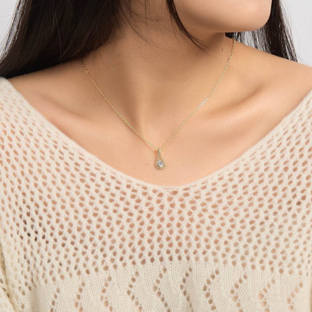 18k Gold Plated Solitaire Twist Necklace Created with Zircondia® Crystals
