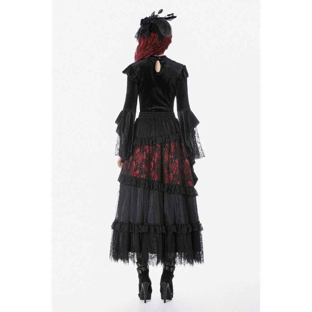 Dark in Love Gothic Velvet Lace High-Neck Top
