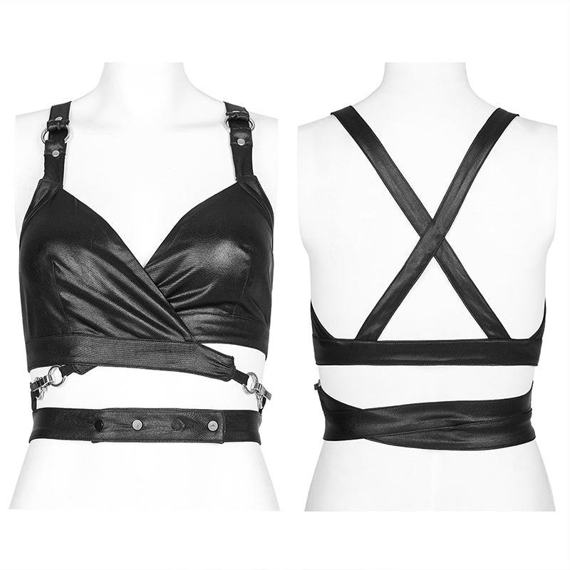 PUNK RAVE - Nyx Elastic Cross Strap Crop Top
