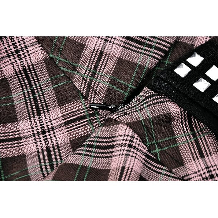Dark in Love Rowan Punk Pink Plaid Mini Skirt - Size UK 8 Left Only!