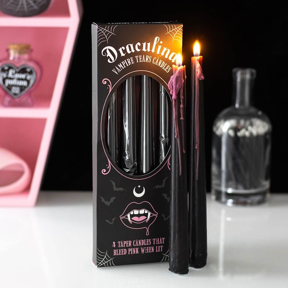 Gothic Gifts Set of 4 Pink Vampire Tears Taper Candles