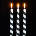 Gothic Gifts Set of 3 Black Candy Cane Taper Candles