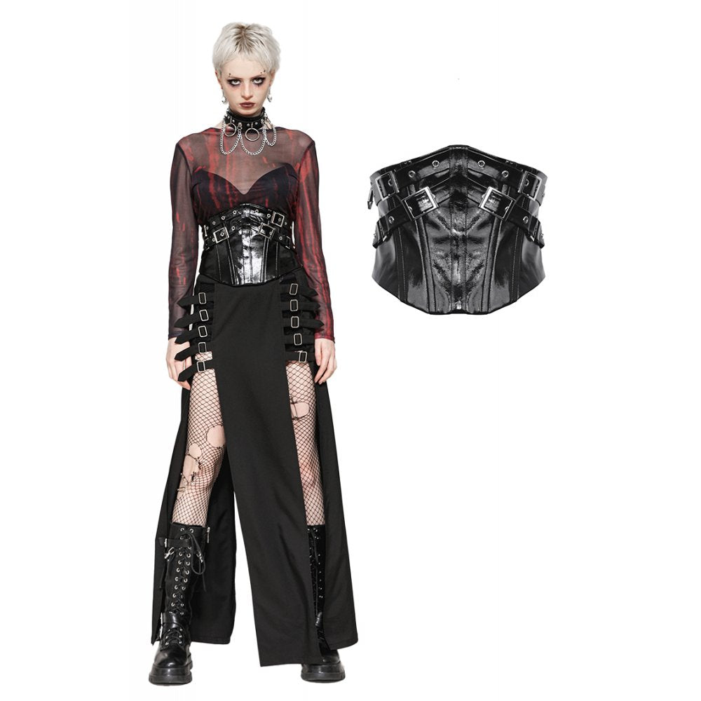 Dark in Lia Punk Love Patent Leather Waist Corset with Metal Accents - Size UK 18 Left Only!