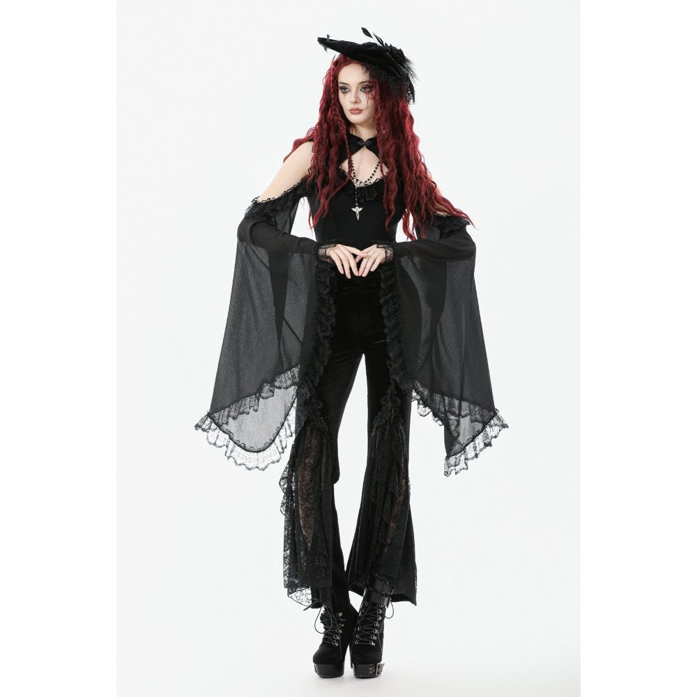 Dark in Love Erzebeth Velvet Lace Flare Trousers - Size UK 16 Left Only!