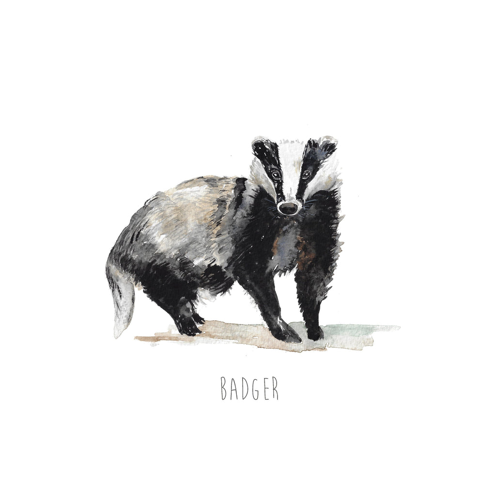Badger Personalised Watercolour Art Print