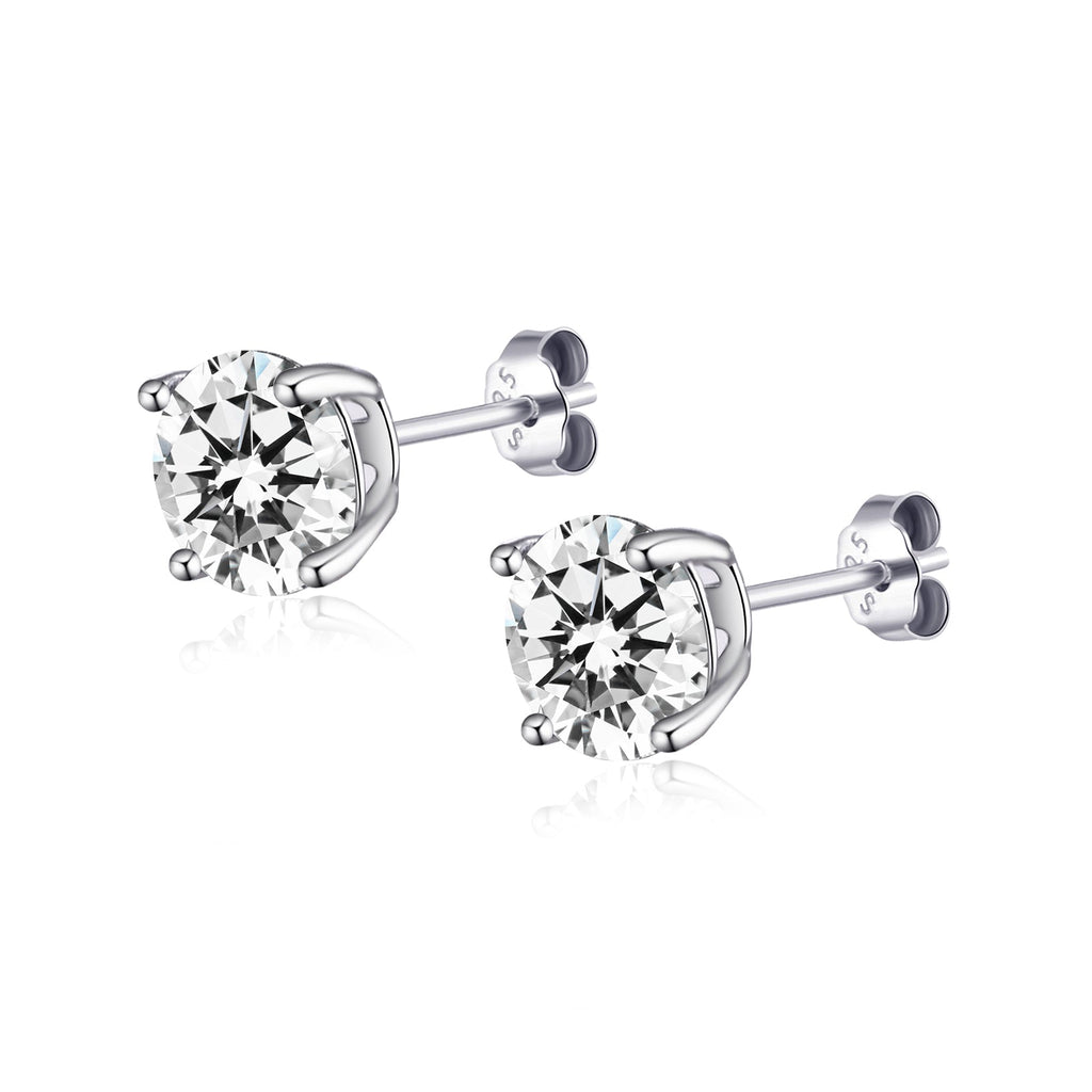 Sterling Silver I Couldn't Say I Do Without You Bridal Solitaire Crystal Earrings