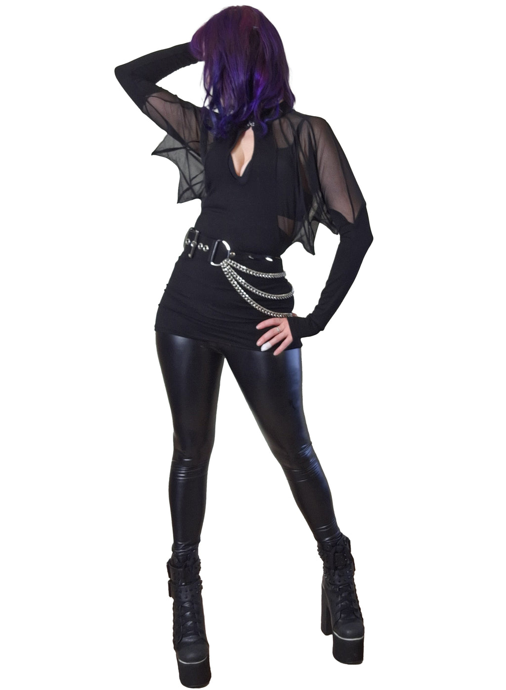 Necessary Evil Vespertilio Long Sleeve Bat Wings Effect Batwing Top - Size 8 Left Only!