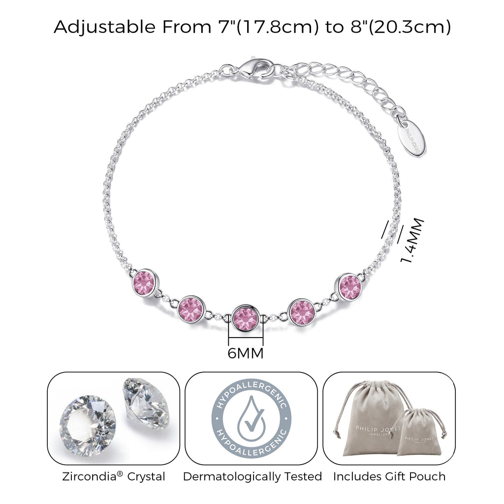 Pink Crystal Chain Bracelet Created with Zircondia® Crystals