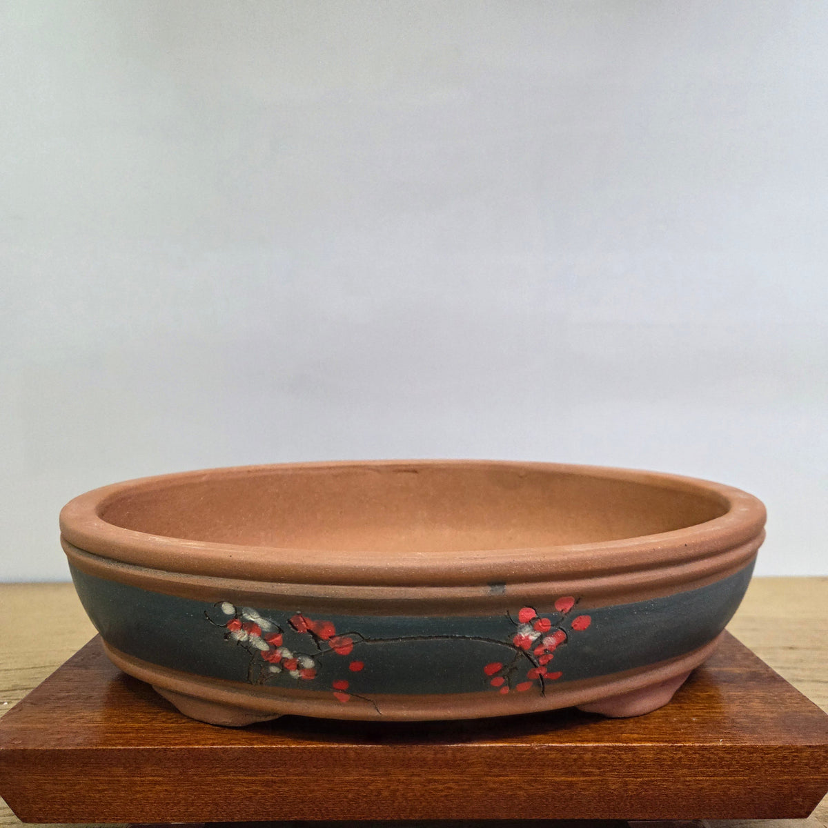 34cm Premium Unglazed Bonsai Pot | Oval | 34cm x 26cm x 8cm | Painted