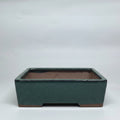 32cm Glazed Bonsai Pot | Rectangle | 32cm x 23cm x 9cm | Dark Green