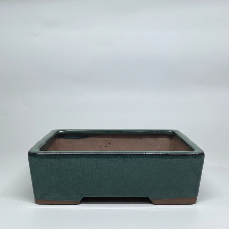 32cm Glazed Bonsai Pot | Rectangle | 32cm x 23cm x 9cm | Dark Green