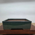 25cm Glazed Bonsai Pot | Rectangle | 25cm x 18cm x 9cm | Dark Green