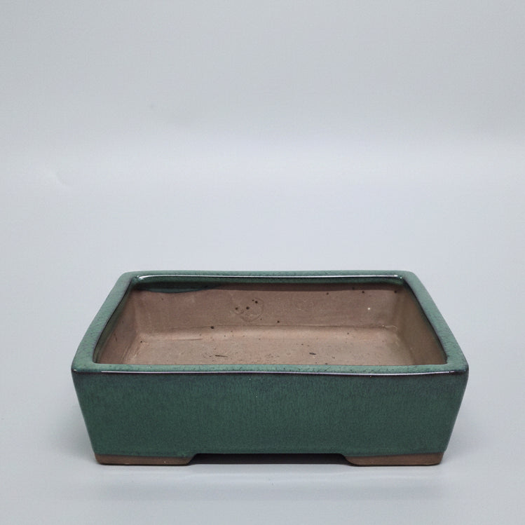 32cm Glazed Bonsai Pot | Rectangle | 32cm x 23cm x 9cm | Dark Green