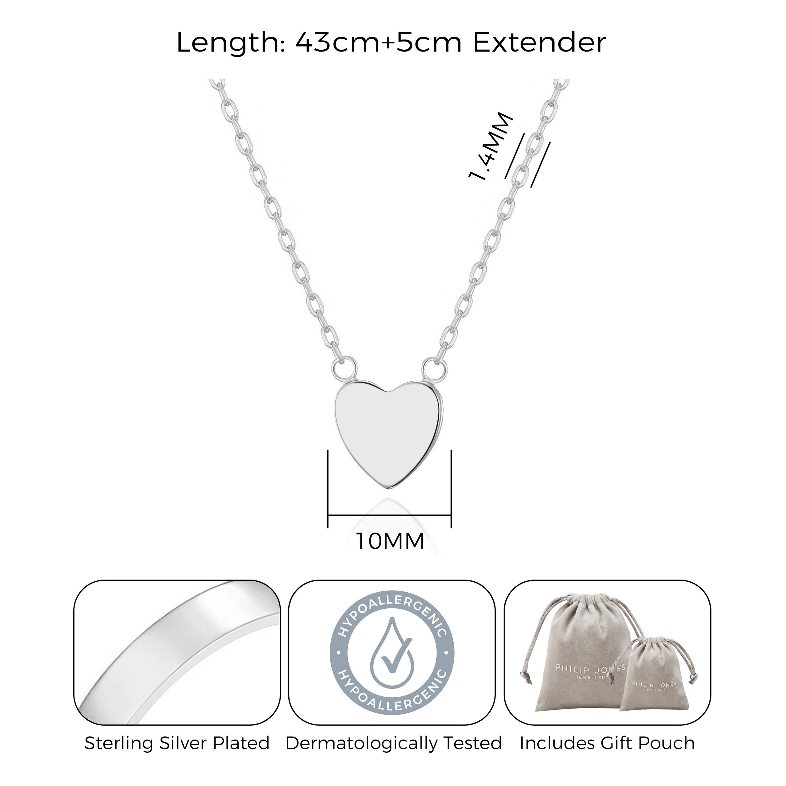 Silver Plated Heart Necklace with Quote Card
