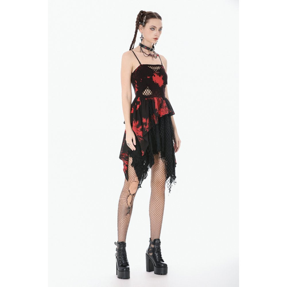 Dark in Love Red-Black Tie Dye Punk Dress