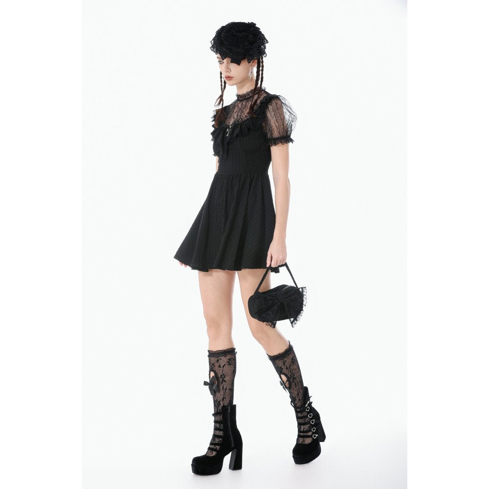 Dark in Love Dark Lace-Framed Silhouette Dress
