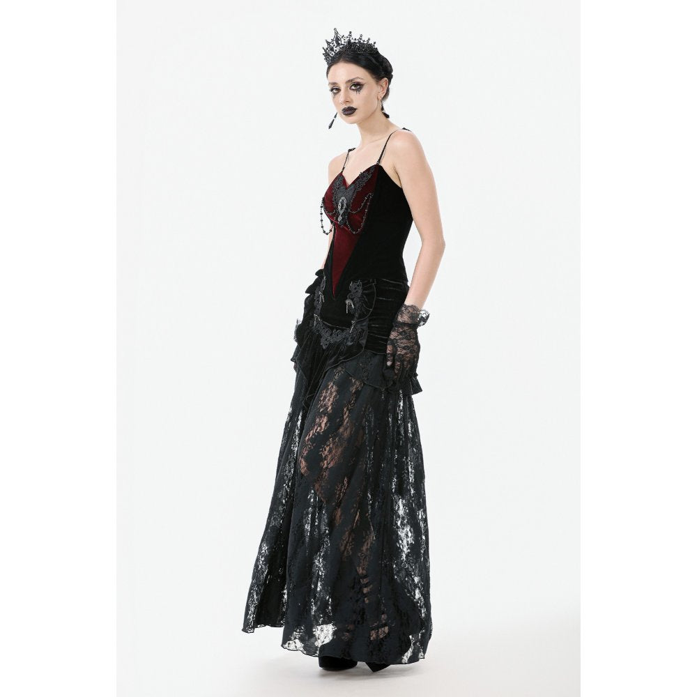 Dark in Love Morrigan Velvet & Lace Chain-Detail Top
