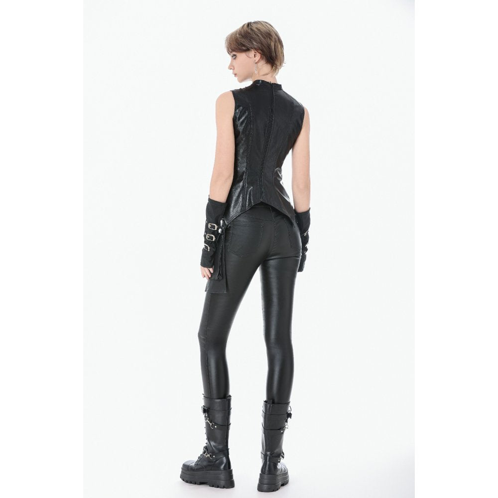 Dark in Love Punk Leather-Look Strap Detail Trousers