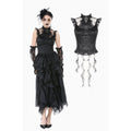 Dark in Love Seraphina Ruched Lace Goth Blouse in Black