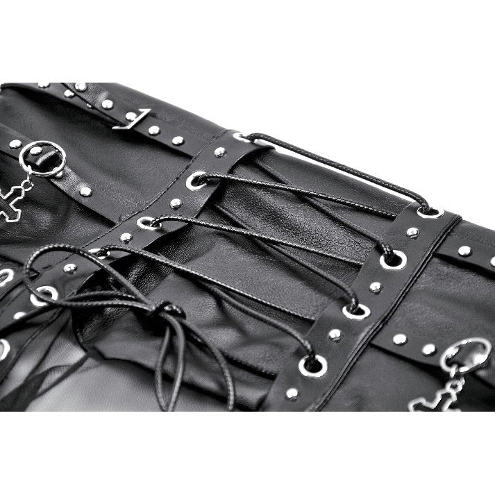 Dark in Love Gothic Sheer Mesh Maxi Skirt with PU Waist Corset - Size UK 8 Left Only!