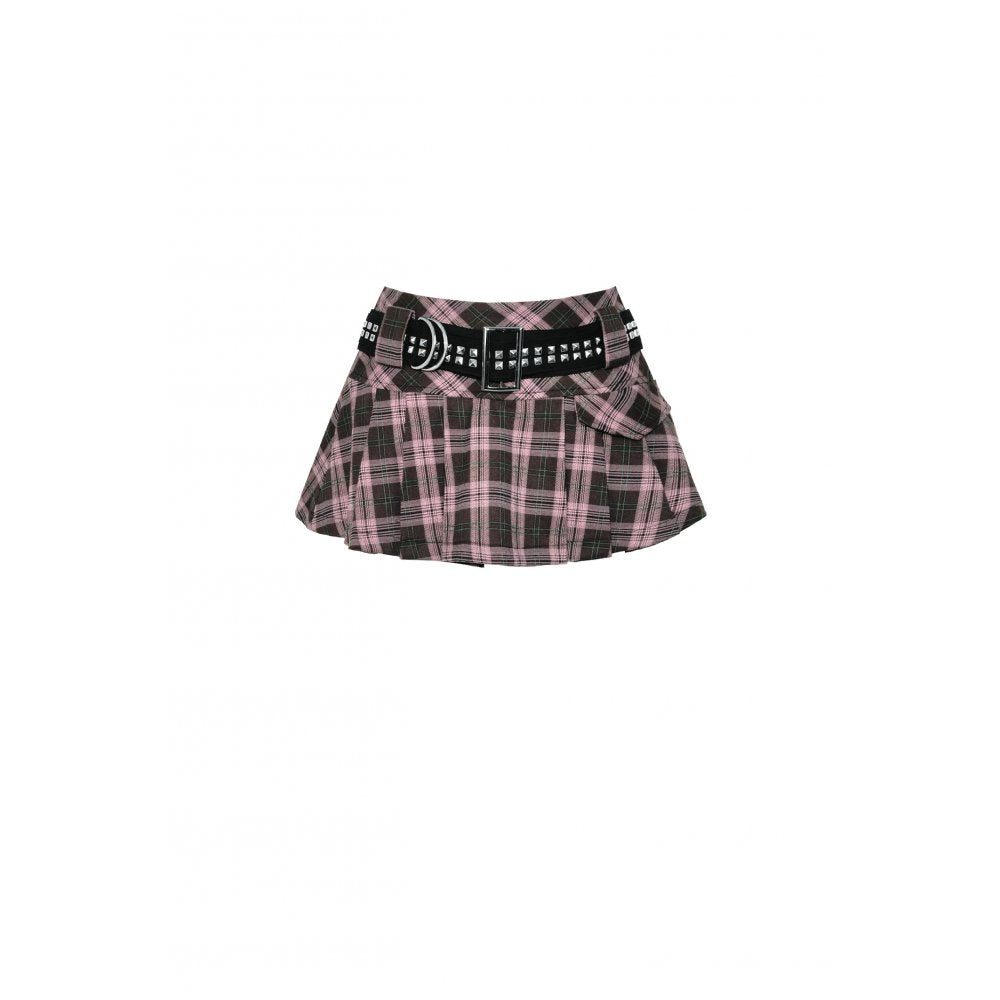 Dark in Love Rowan Punk Pink Plaid Mini Skirt - Size UK 8 Left Only!