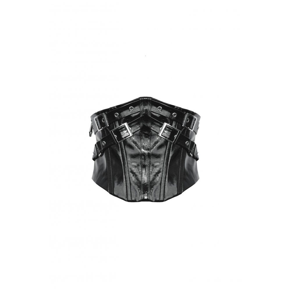 Dark in Lia Punk Love Patent Leather Waist Corset with Metal Accents - Size UK 18 Left Only!