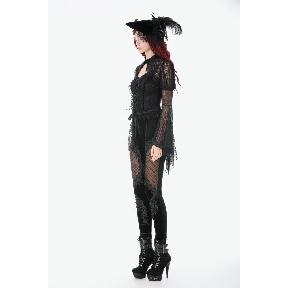 Dark in Love Gothic Velvet Mesh Patchwork Leggings