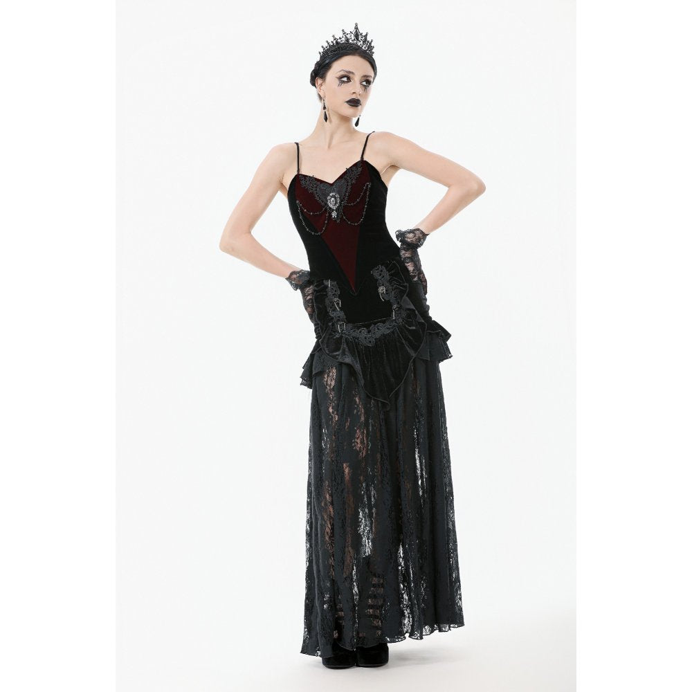 Dark in Love Morrigan Velvet & Lace Chain-Detail Top