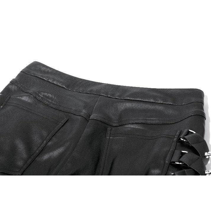 Dark in Love Punk Leather-Look Strap Detail Trousers