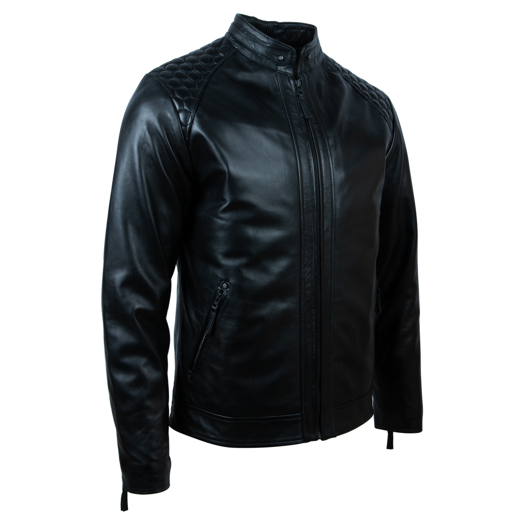K0B4 Men’s Hex Honeycomb Biker Jacket - Black
