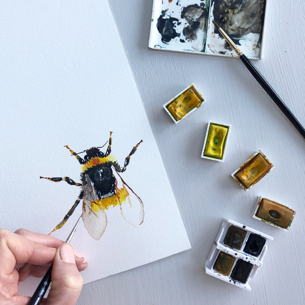 Bumble Bee Watercolour Fine Art Print