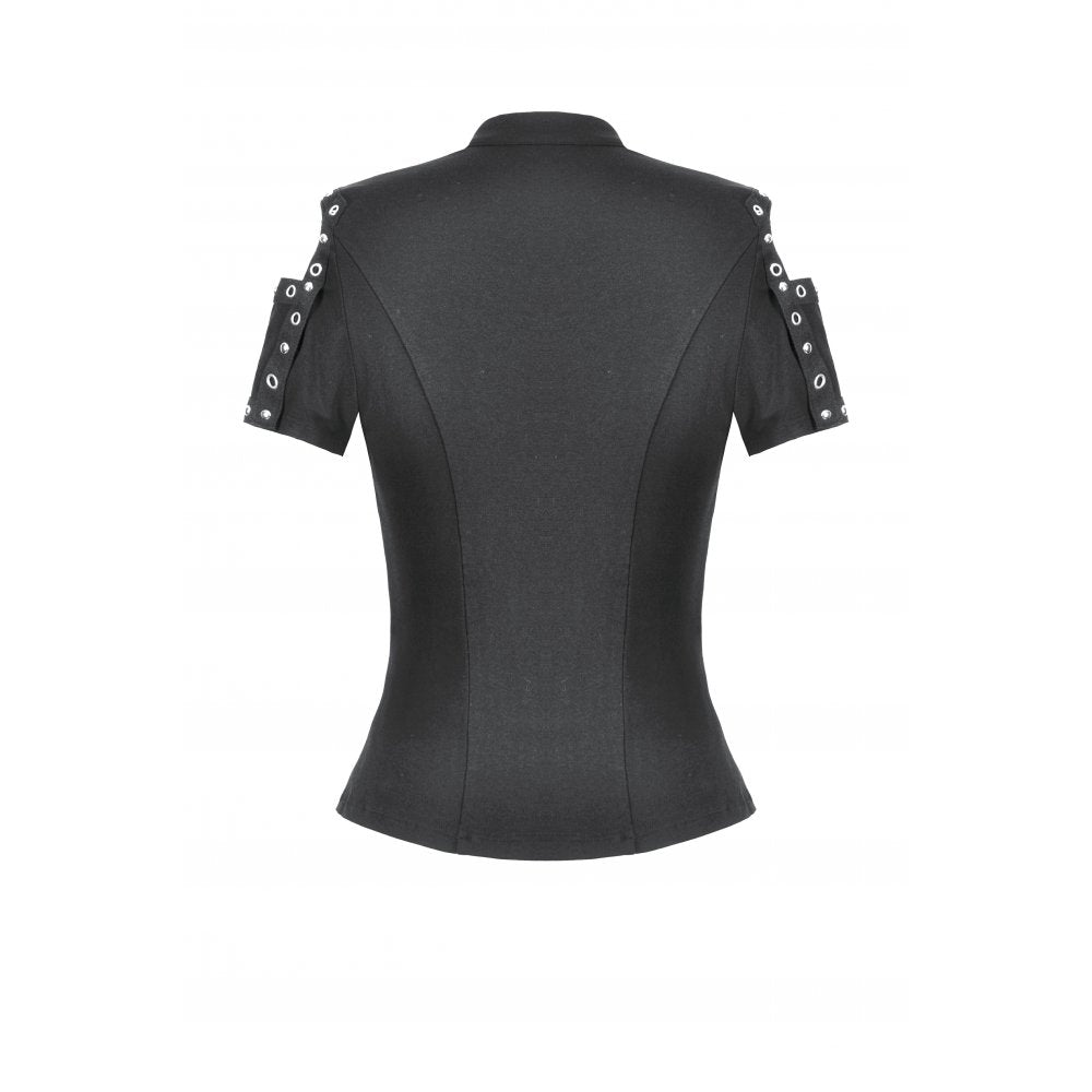 Dark in Love Seraphine Lace Off-Shoulder Goth Top in Black