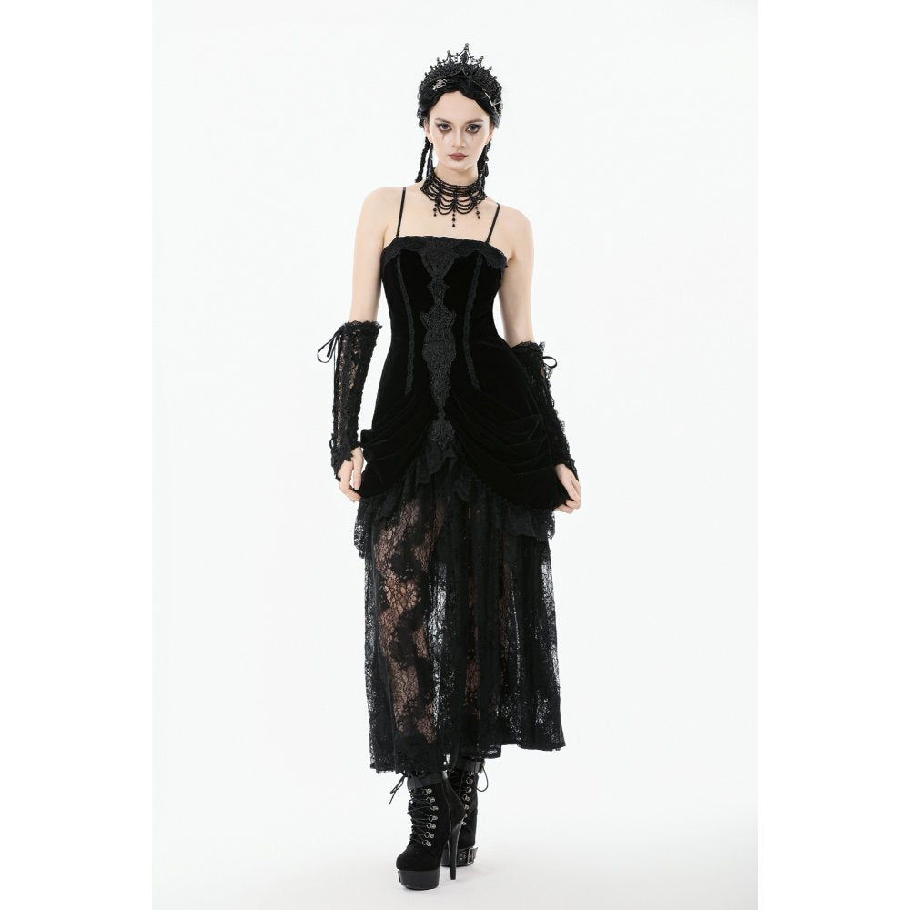 Dark in Love Vampiress Royal Velvet and Lace Maxi Dress