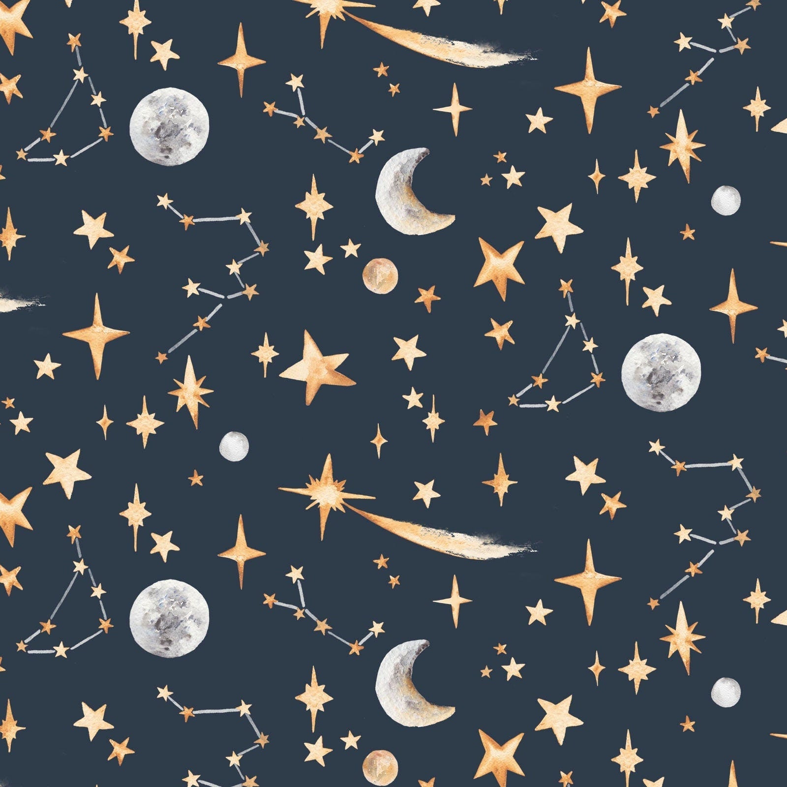 Watercolour Stars & Constellation Wallpaper | Celestial Night Sky