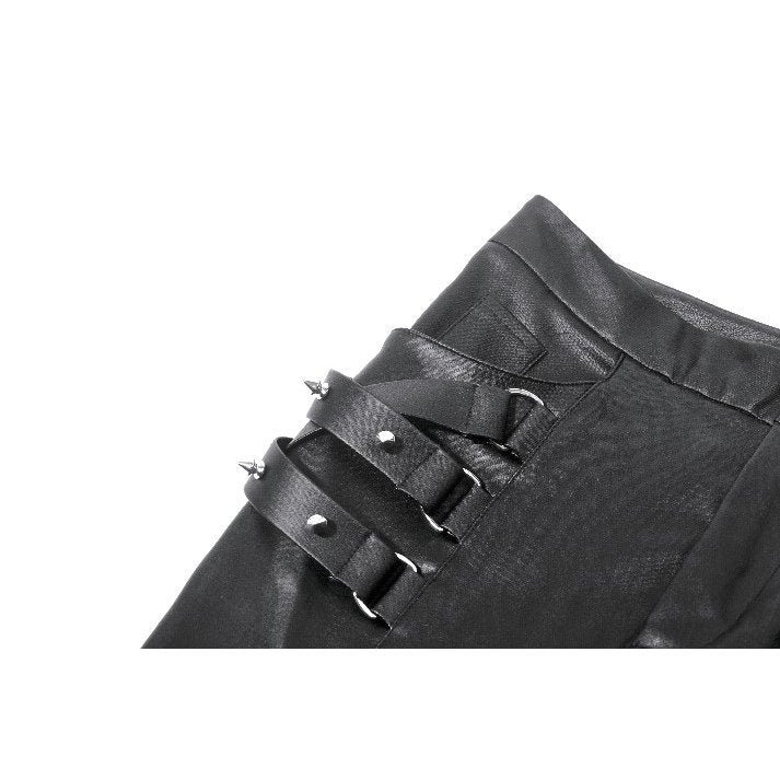 Dark in Love Punk Leather-Look Strap Detail Trousers