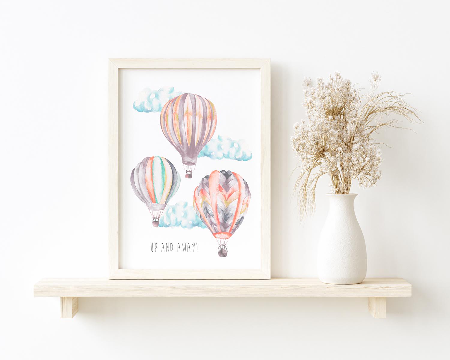 Watercolour Hot Air Balloons Personalised Children's Print