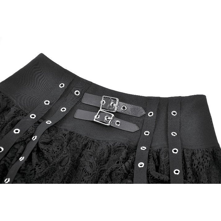 Dark in Love Punk Eyelet Lace Layered Mini Skirt