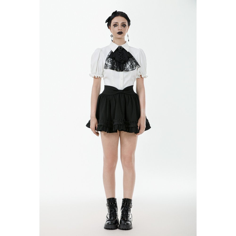 Dark in Love Lolita-Inspired Ruffled Mini Skirt in Black