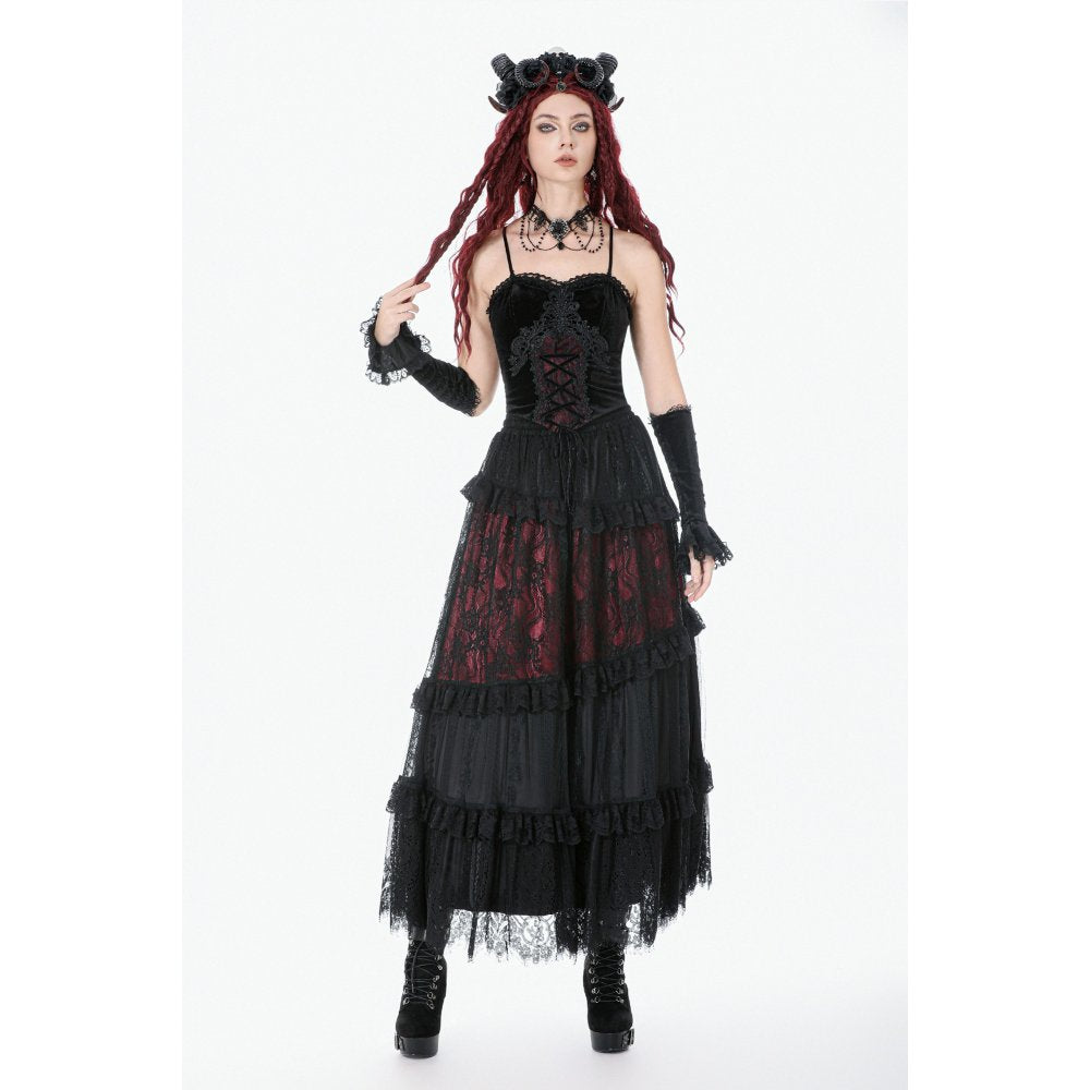 Dark in Love Dark Spliced Lace Maxi Skirt