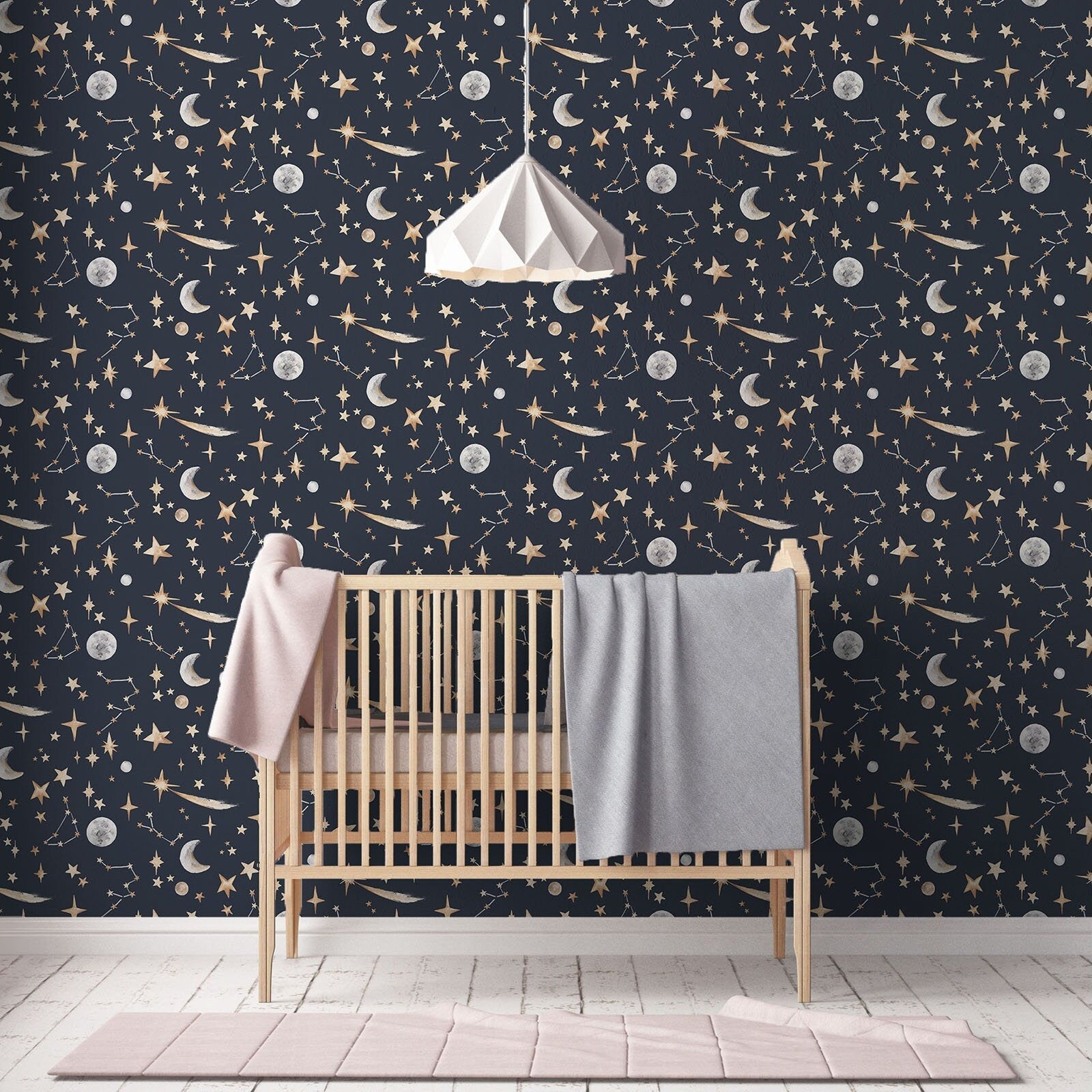 Watercolour Stars & Constellation Wallpaper | Celestial Night Sky