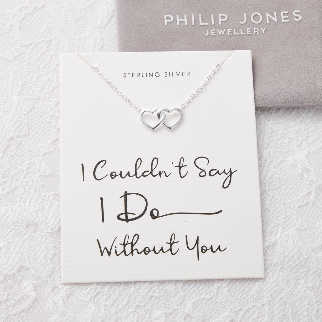 Sterling Silver I Couldn't Say I Do Without You Bridal Heart Link Necklace