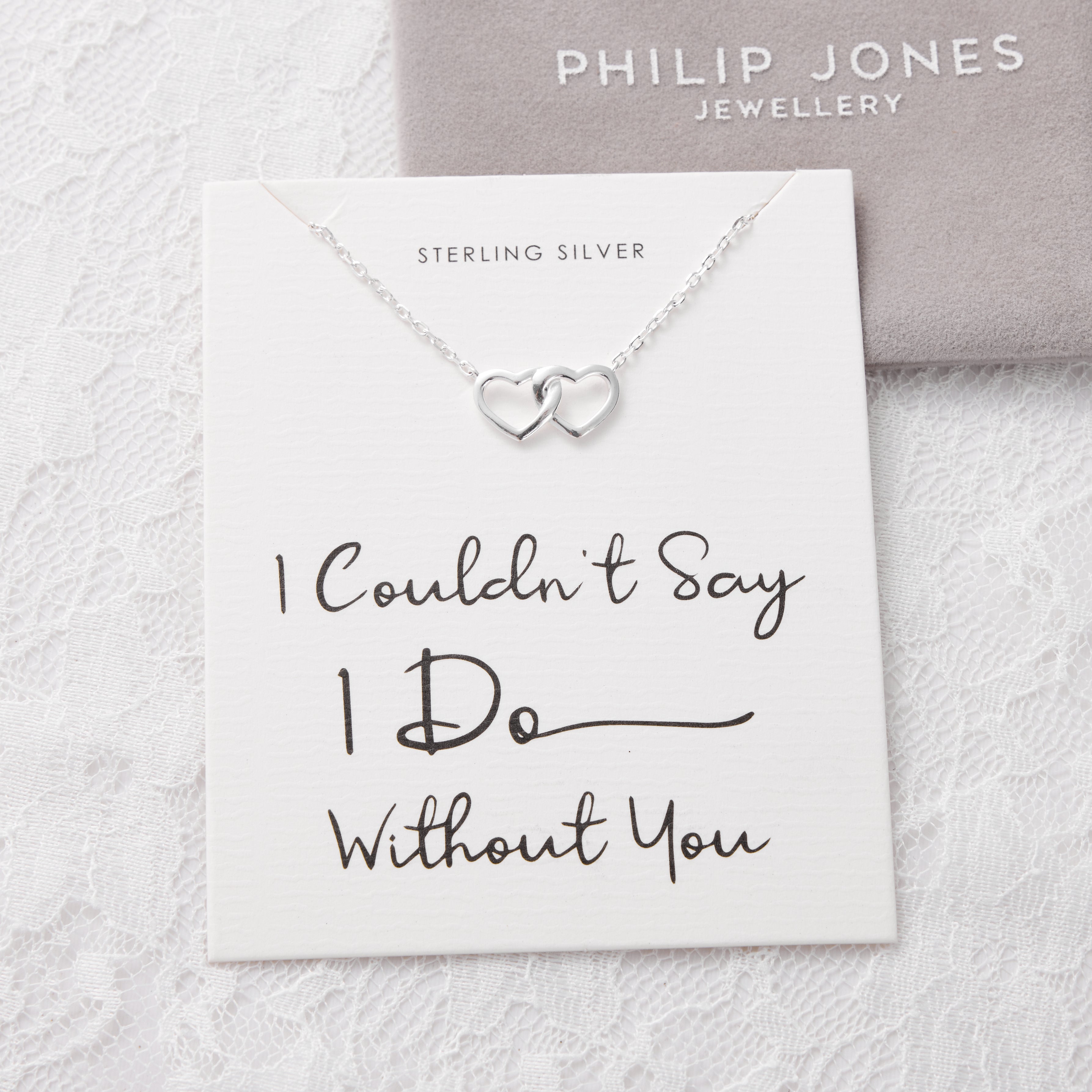 Sterling Silver I Couldn't Say I Do Without You Bridal Heart Link Necklace
