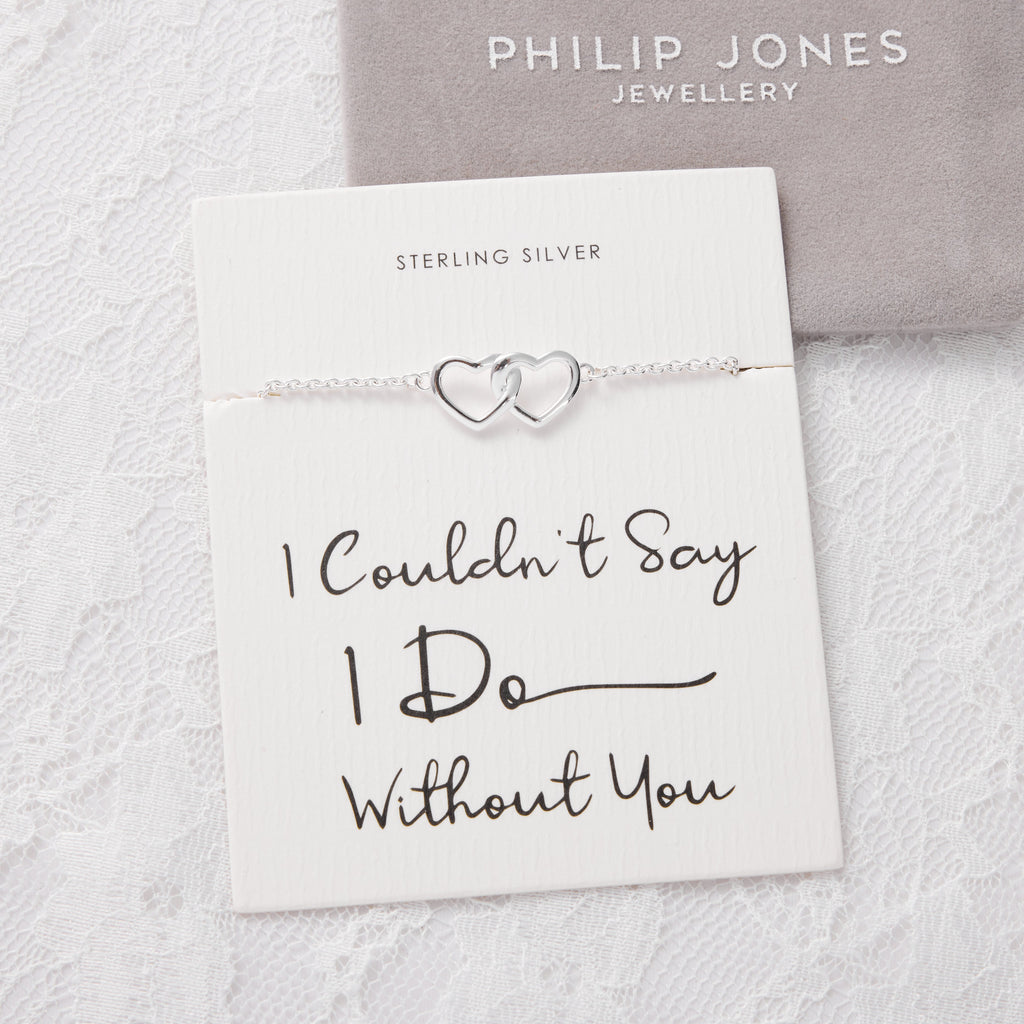 Sterling Silver I Couldn't Say I Do Without You Bridal Heart Link Bracelet