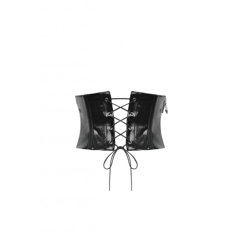 Dark in Lia Punk Love Patent Leather Waist Corset with Metal Accents - Size UK 18 Left Only!