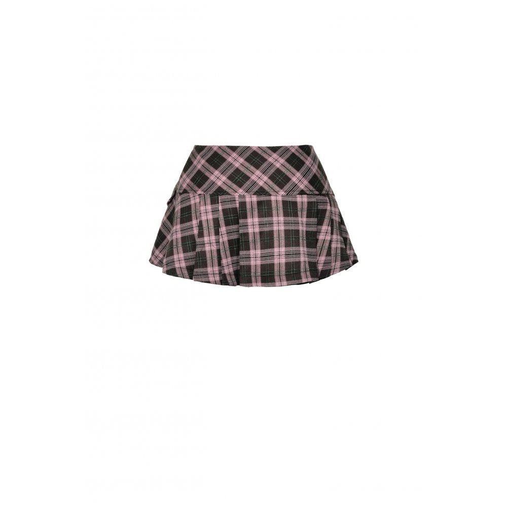 Dark in Love Rowan Punk Pink Plaid Mini Skirt - Size UK 8 Left Only!