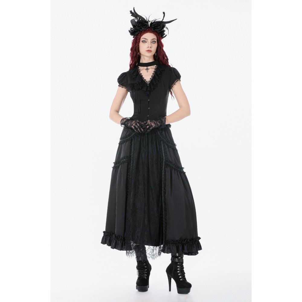 Dark in Love Courtly Cross Gem Gothic Blouse